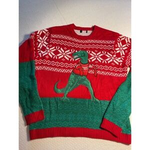 Blizzard Bay Mens XL Dinosaur Ugly Christmas Ugly Christmas Trex Red Green‎